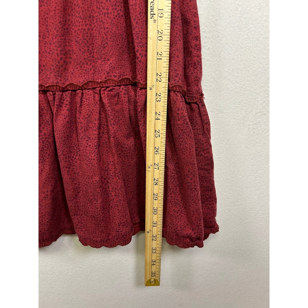 Boho Cottagecore Aeropostale Womens Medium Burgundy Tiered Babydoll Cotton Dress - Picture 6 of 9